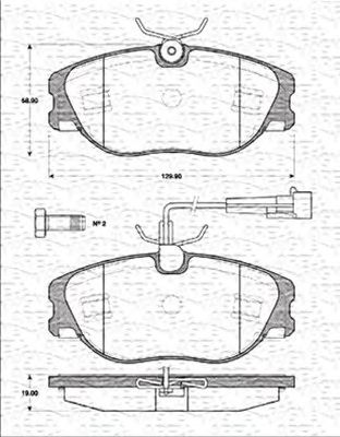 MAGNETI MARELLI 363702161190 -  Комплект тормозных колодок, дисковый тормоз